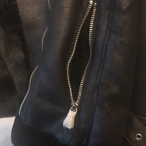 Fur Lined Moto Jacket M | faux fur lined coat  | Vintage Express | NWT - Picture 7 of 8